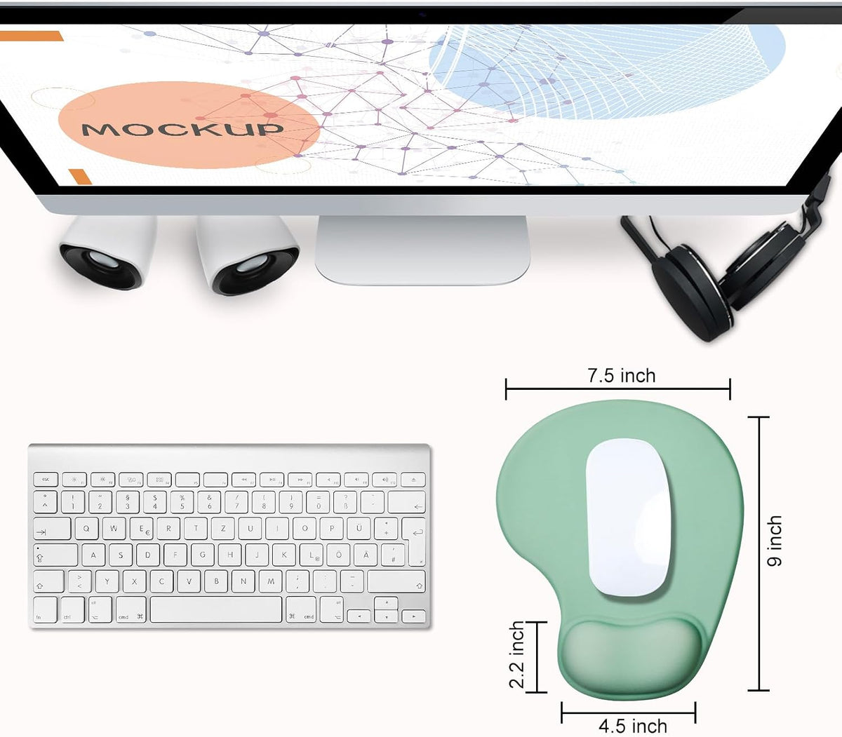 JIKIOU Mouse Pad, 2 Pack Ergonomic Mouse Pads with Comfortable Gel Wrist Rest Support and Smooth Cloth, Non-Slip PU Base for Easy Typing Pain Relief Durable and Easy to Clean Small Black