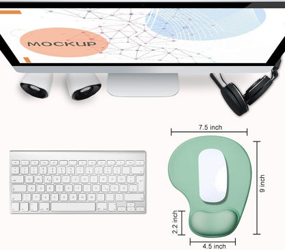 JIKIOU Mouse Pad, 2 Pack Ergonomic Mouse Pads with Comfortable Gel Wrist Rest Support and Smooth Cloth, Non-Slip PU Base for Easy Typing Pain Relief Durable and Easy to Clean Small Black