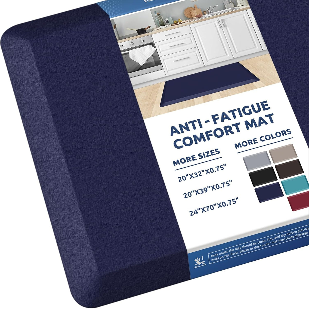 KitchenClouds Kitchen Mat Cushioned Anti Fatigue Rug 17.3"x28" Water Resistant, Non Slip, Standing and Comfort Desk/Floor Mats for House Sink Office (Black)