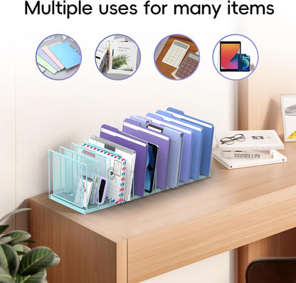 File Organizer for Desk, 5-Section Vertical File Sorter, Paper Holder Organizer Standing Metal File Folder for Office Home Classroom, Black