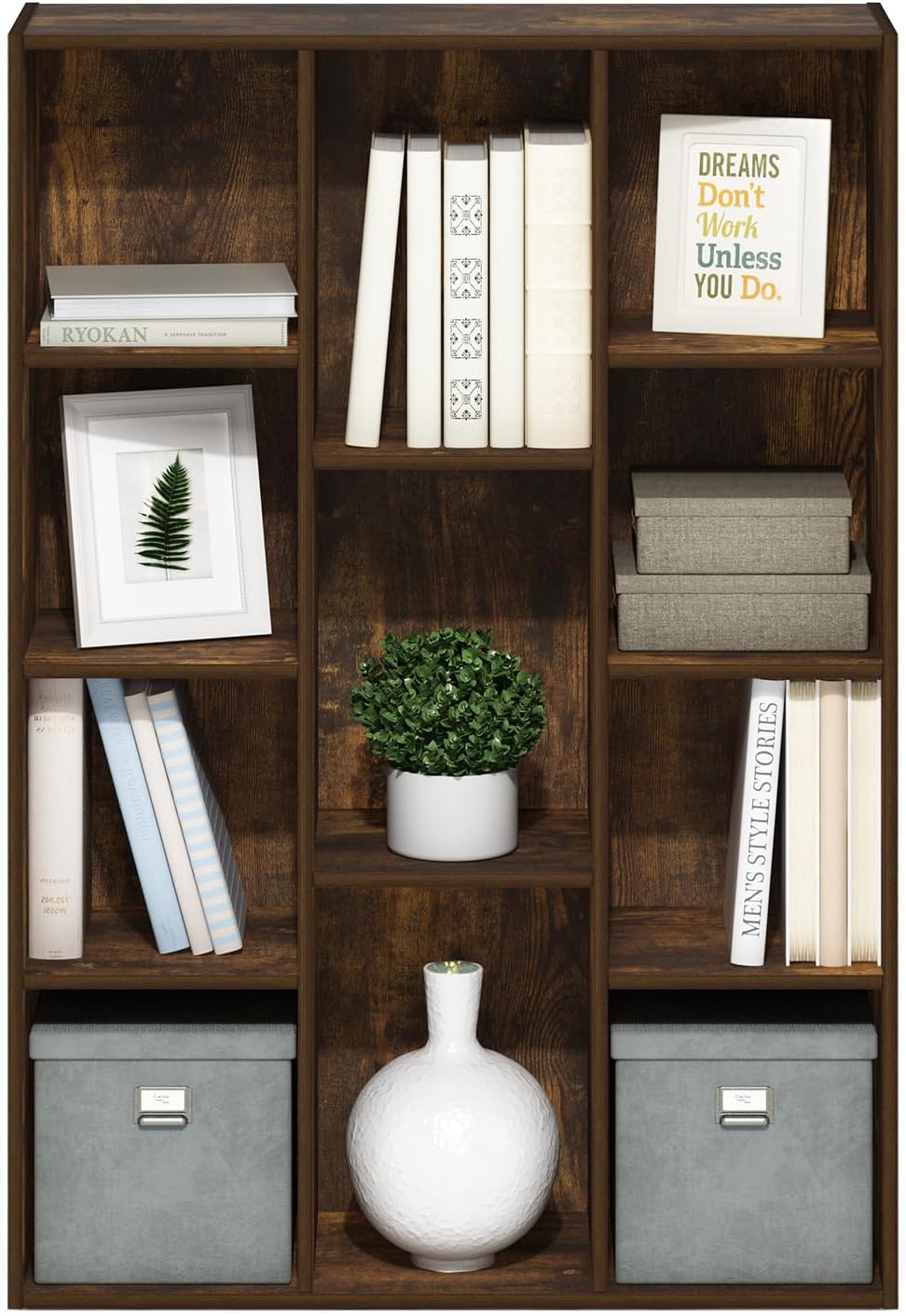 Furinno PASIR Book Shelf, 2-Tier Modern Bookshelf, Open Shelves Bookcase 9 x 12 x 21, Easy Assembly, for Living Room, Bedroom, Home Office, White