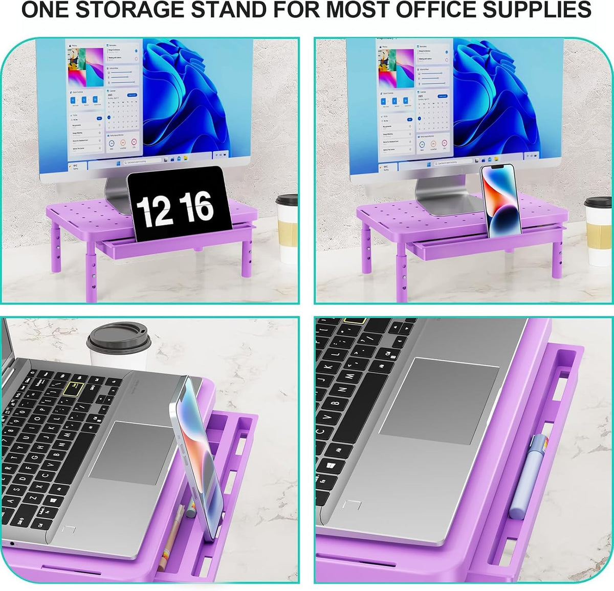 WALI Monitor Stand Riser with Drawer, Desk Organizers and Accessories for Computer, Printer, Laptop Stand for Home Office Supplies, (PTT005-B), 1 Pack, Black