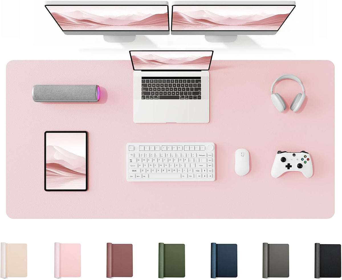 35.4" x 17" Large PU Leather Desk Mat for Keyboard and Mouse - Waterproof Non-Slip Desk Pad Protector for Office, Home, Writing Desk, Black