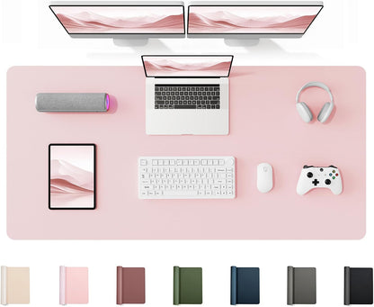 35.4" x 17" Large PU Leather Desk Mat for Keyboard and Mouse - Waterproof Non-Slip Desk Pad Protector for Office, Home, Writing Desk, Black