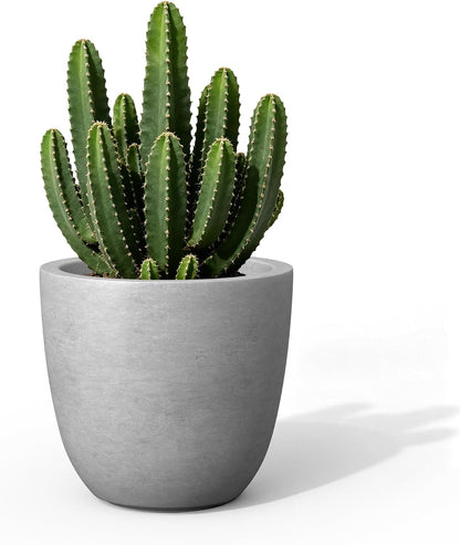 Kante 8.9" H x 10" W Small Concrete Planter, Compact Desktop Plant Pot with Drainage Hole & Rubber Plug – Lightweight Breathable Cement Container for Succulents, Cactus, Herbs, Indoor Outdoor, Gift