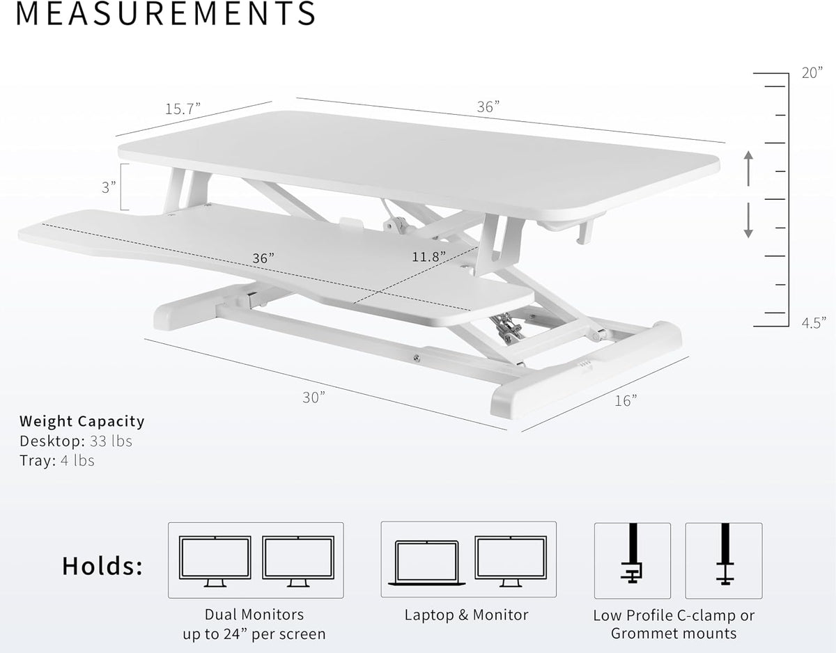Black 32 in Standing Desk Converter, DESK-V000K