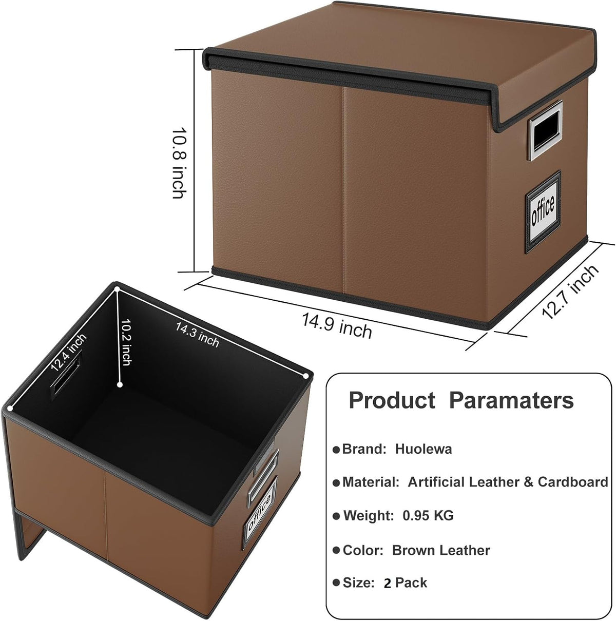 Upgraded Portable File Organizer Box with Lid, Collapsible Linen Hanging Filing Storage Boxes with Plastic Slides, Decorative Home/Office Filing System Box for File and Folders Storage (Gray)