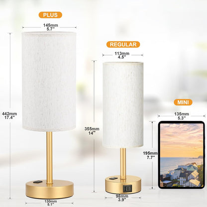 Fenmzee Bedside Table Lamp for Bedroom - Dimmable Touch, USB A+C, AC Outlet