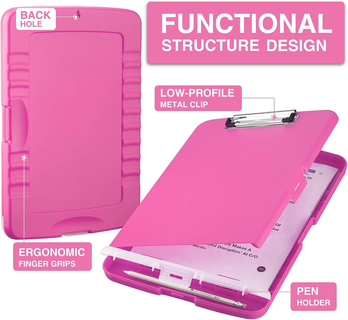 Clipboard with Storage, Clip Board 8.5 x 11 with Pen Holder, High Capacity Plastic Organization Case Box for Letter Legal A4 Size Paper, Nurses Teachers Must Haves, School & Office Supplies