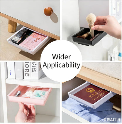 Under Desk Drawer Organizer – Self-Adhesive Hidden Storage Tray for Office & Home, Large Capacity, No Drilling, Black