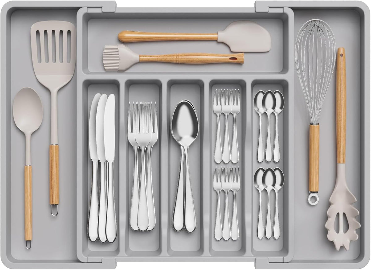 Expandable Silverware Drawer Organizer, Kitchen Utensil Tray