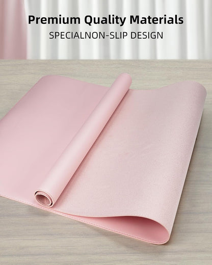 AFIING Large Desk Mat 55" x 24" - PU Leather Desk Pad Protector, Waterproof Non-Slip Extended Mouse Pad for Office Desk, Keyboard, Laptop and Home Workspace (Black)