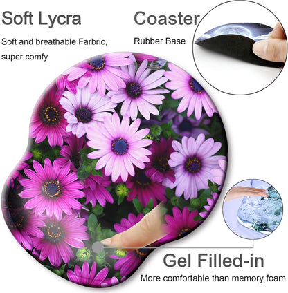 Ergonomic Mouse Pad with Wrist Support Rest,Large Mousepad Gel Wrist Rest, with Coaster Non-Slip & Pain Relief for Computer, Desk, Home&Office-Beach - Colors B