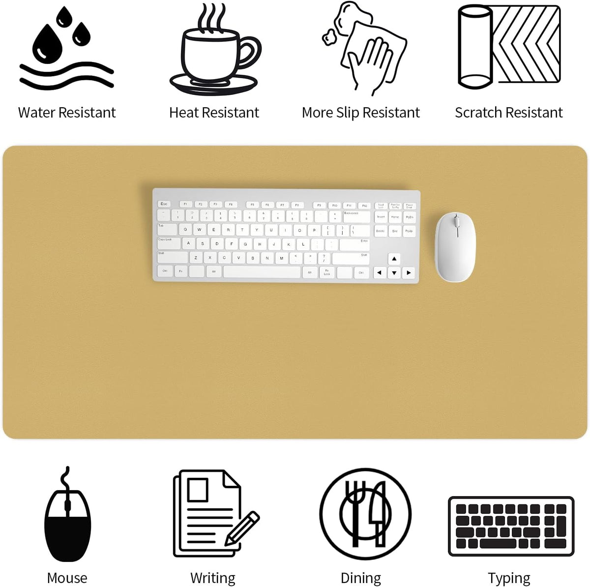 Bloss Leather Desk Pad and Keyboard Wrist Rest, Large Mouse Pad + Keyboard Pad+Mouse Wrist Support, Non-Slip Desk Mat Protector for Office, Home(31.5×15.7 Inches,Beige) - Colors B