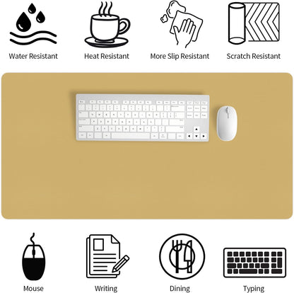 Bloss Leather Desk Pad and Keyboard Wrist Rest, Large Mouse Pad + Keyboard Pad+Mouse Wrist Support, Non-Slip Desk Mat Protector for Office, Home(31.5×15.7 Inches,Beige) - Colors B