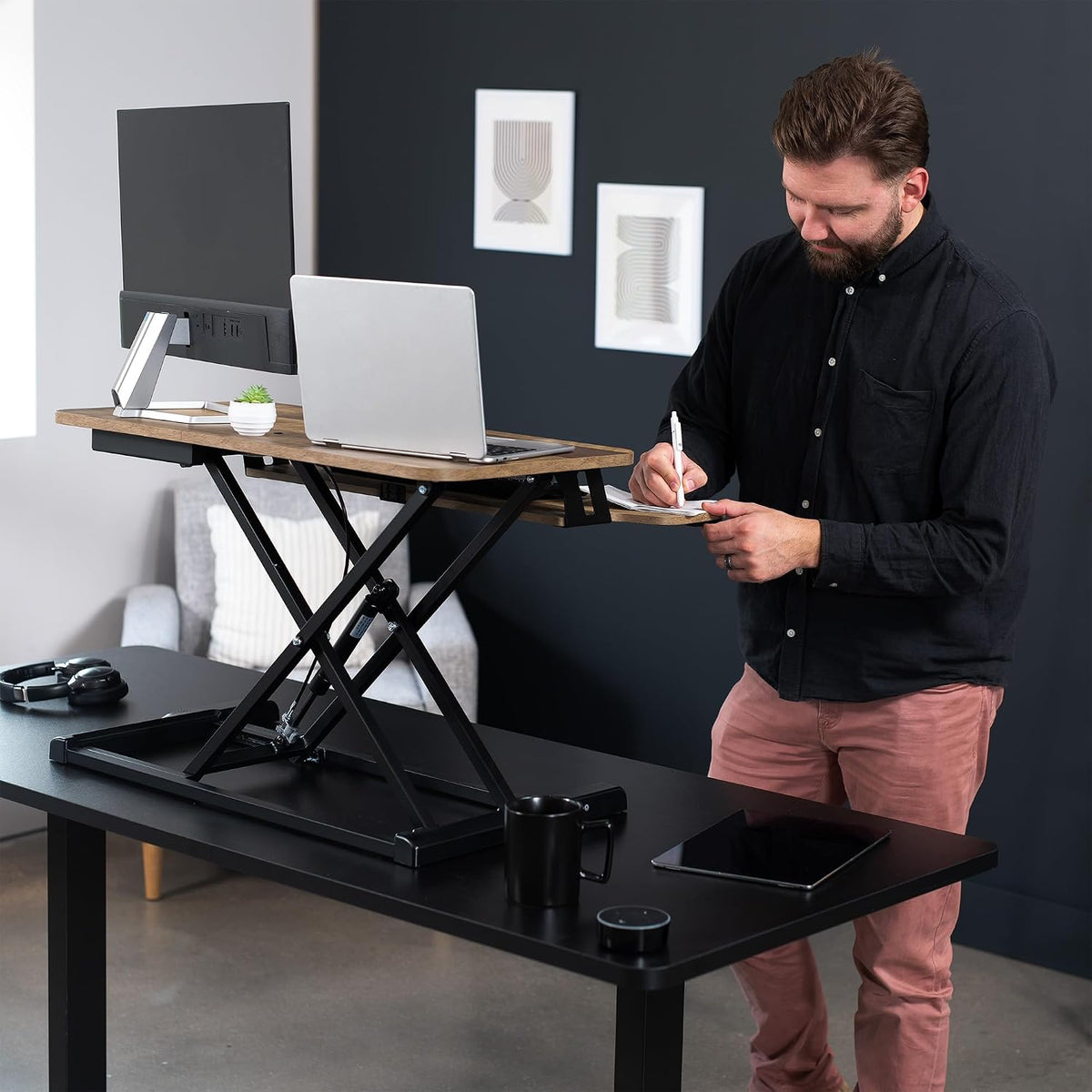 Black 32 in Standing Desk Converter, DESK-V000K
