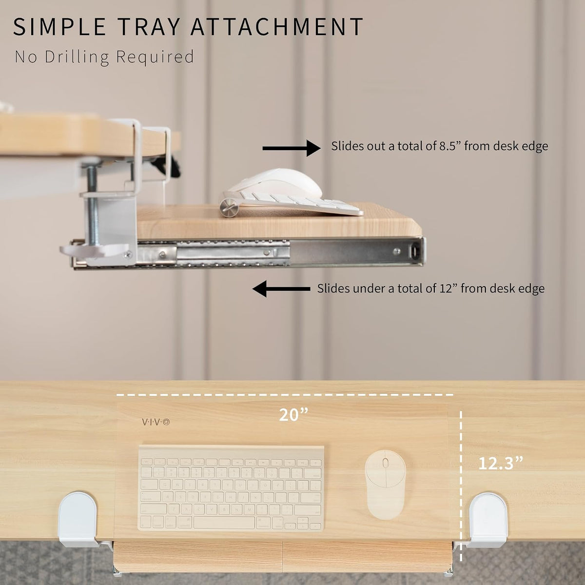 VIVO Extra Long Clamp-on Computer Keyboard and Mouse Under Desk Slider Tray, 34 x 11 inch Pull Out Platform Drawer, Black, MOUNT-KB15EB