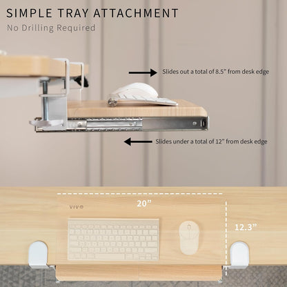 VIVO Extra Long Clamp-on Computer Keyboard and Mouse Under Desk Slider Tray, 34 x 11 inch Pull Out Platform Drawer, Black, MOUNT-KB15EB
