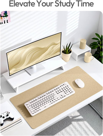 YSAGi Leather Desk Pad Protector, Office Desk Mat, Large Mouse Pad, Non-Slip PU Leather Desk Blotter, Waterproof Laptop Desk Writing Pad for Office and Home (23.6" x 13.8", Eggshell) - Colors A