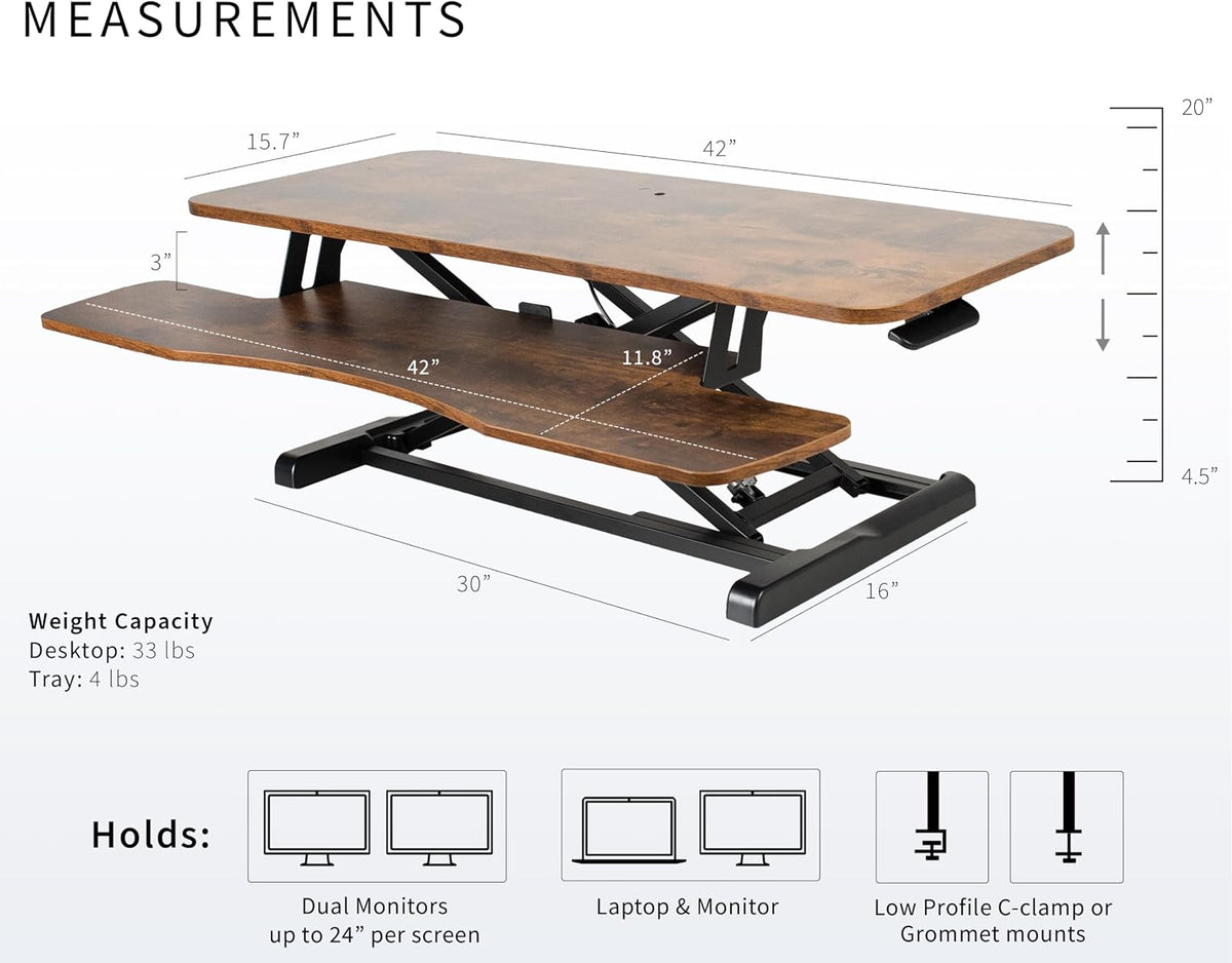 Black 32 in Standing Desk Converter, DESK-V000K