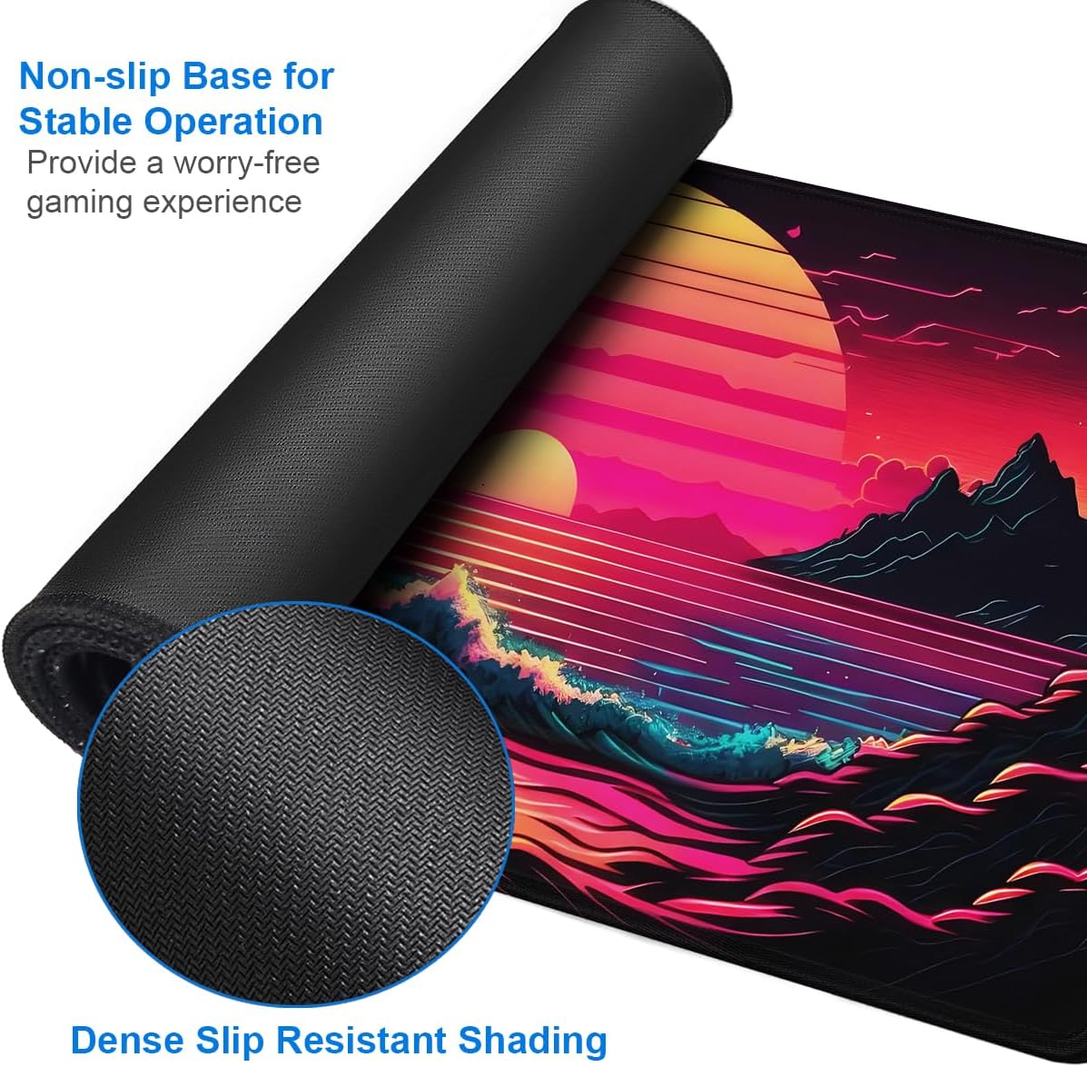 Large Gaming Mouse Pad, 31.5x15.7 inch Large Extended Computer Keyboard Mouse Mat, Water Resist Non-Slip Mousepad Rubber Base Long XXL Desk Mouse Pad for Work & Gaming, Office & Home, Black