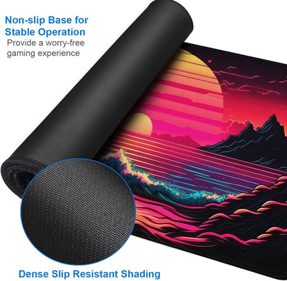 Large Gaming Mouse Pad, 31.5x15.7 inch Large Extended Computer Keyboard Mouse Mat, Water Resist Non-Slip Mousepad Rubber Base Long XXL Desk Mouse Pad for Work & Gaming, Office & Home, Black
