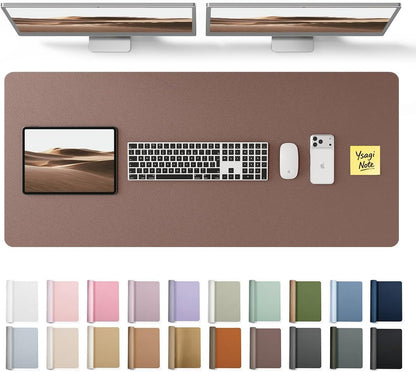 YSAGi Leather Desk Pad Protector, Office Desk Mat, Large Mouse Pad, Non-Slip PU Leather Desk Blotter, Waterproof Laptop Desk Writing Pad for Office and Home (23.6" x 13.8", Eggshell) - Colors B