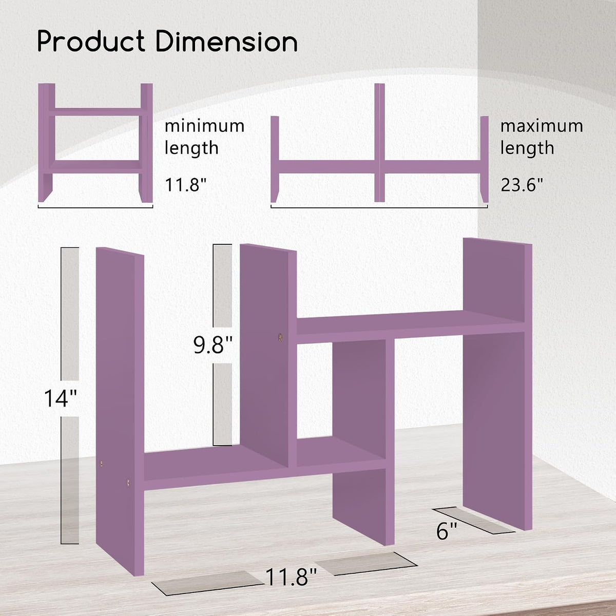 Jerry & Maggie Desktop Organizer Office Storage Rack Adjustable Wood Display Shelf Free Style Double H, Multi-Functional Mini Bookshelf for Desk Natural Stand (White)