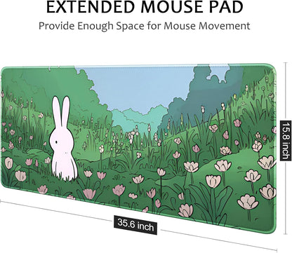 Auhoahsil Desk Mat, Ultra Large Mouse Pad, XXL Gaming Mousepad, Green Tropical Leaves Deskpad, Big Extended Full Size Mouse Pad, Desktop Desk Matt for Keyboard, Laptop & Computer, 35.5 x 15.7 in - Colors A