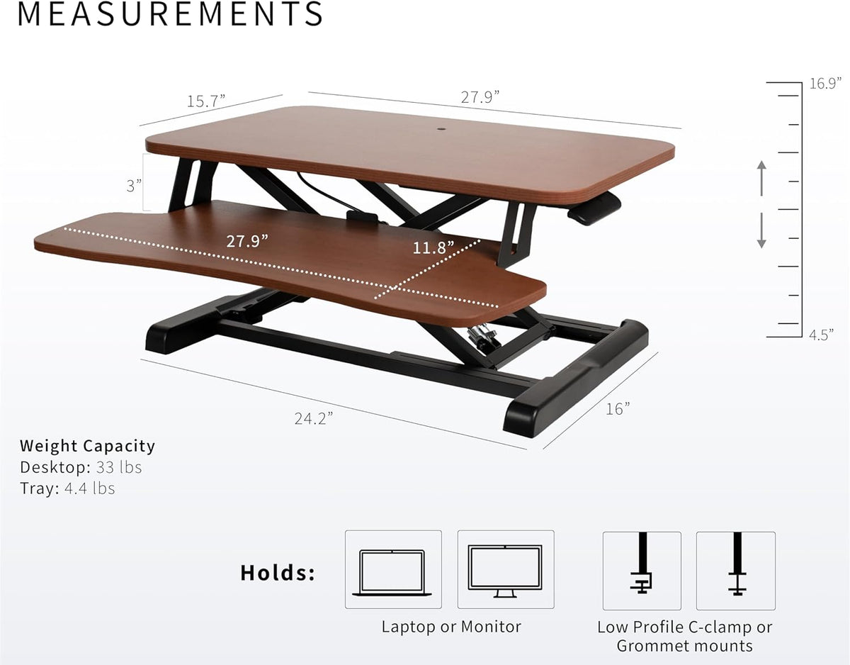 Black 32 in Standing Desk Converter, DESK-V000K