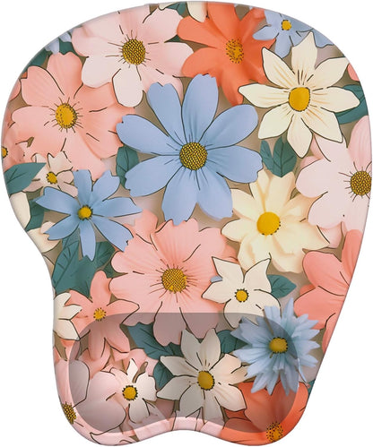Wrist Support Mouse Pad Anti Slip Rubber Wrist Rest Mousepad 9in X 8in Small Desktop Notebook Mouse Mat for Working and Gaming (M-Pink Floral)