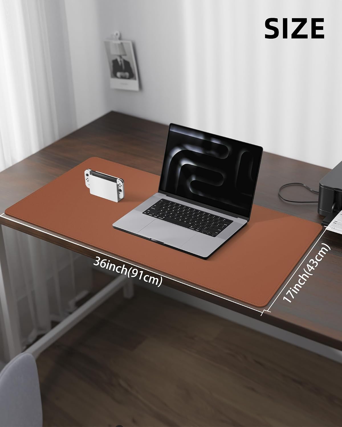 AFIING Large Desk Mat 55" x 24" - PU Leather Desk Pad Protector, Waterproof Non-Slip Extended Mouse Pad for Office Desk, Keyboard, Laptop and Home Workspace (Black)