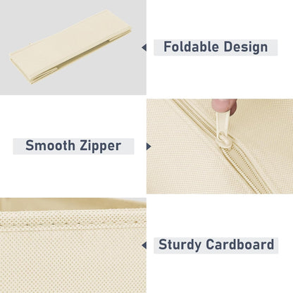 Drawer Organizer Clothes, Dresser Organizer, Foldable Closet Organizers and Storage, Fabric Dresser Bins, Drawer Dividers for Nursery, Baby Clothes, Underwears, Sock (Beige)