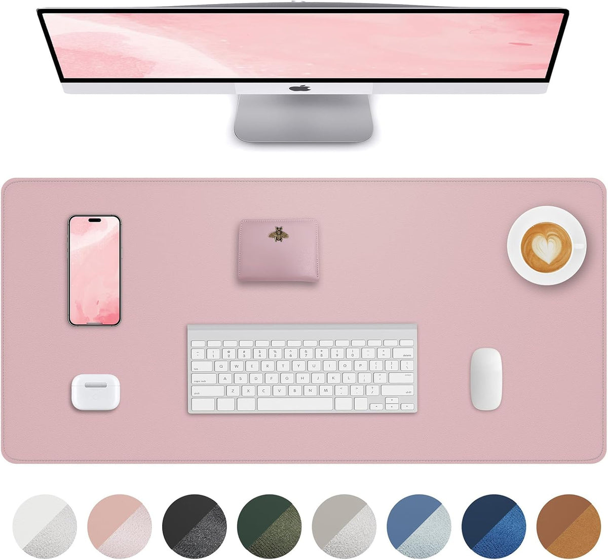 AFIING Large Desk Mat 55" x 24" - PU Leather Desk Pad Protector, Waterproof Non-Slip Extended Mouse Pad for Office Desk, Keyboard, Laptop and Home Workspace (Black)