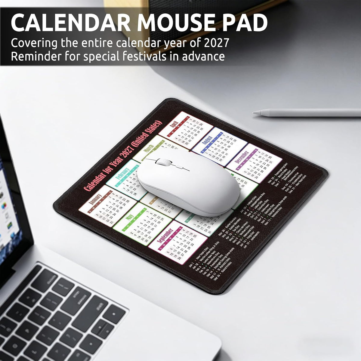 KONVINIT Ergonomic Mouse Pad with Wrist Rest, Small Mousepad with Non-Slip Rubber Base and Smooth Surface, Beach Mouse Pads for Desk, Office Desk Accessories
