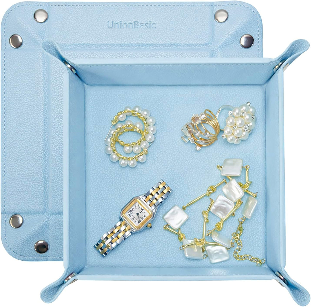 UnionBasic Small Valet Tray, Jewelry Tray for Rings Watches Earrings, Entryway Catchall Caddy for Coins Keys Change, Nightstand Bedside Valet Holder, Trays for Electronic Gadgets, Beige - Colors B