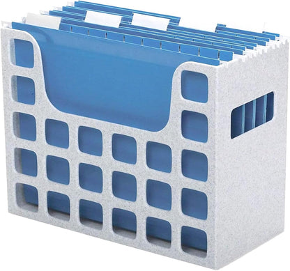 Pendaflex Desktop File with 5 Blue Letter Size Hanging File Folders - Portable File Organizer w/Tabs & Inserts - 12 1/4 x 6 x 9 1/2 Granite Finish Plastic File Box - Fits Desktop and Drawers - 1 Unit