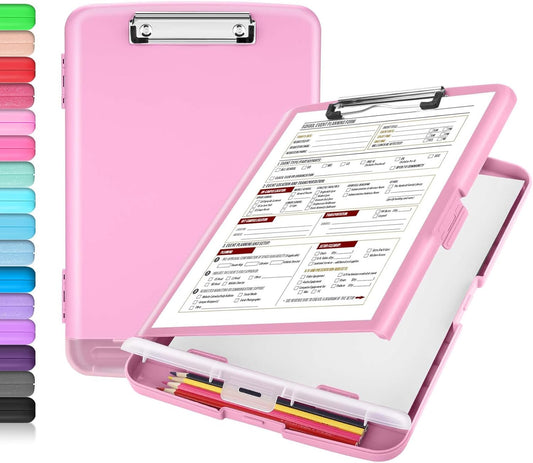 Clipboard with Storage, Clip Board 8.5 x 11 with Pen Holder, High Capacity Plastic Organization Case Box for Letter Legal A4 Size Paper, Nurses Teachers Must Haves, School & Office Supplies