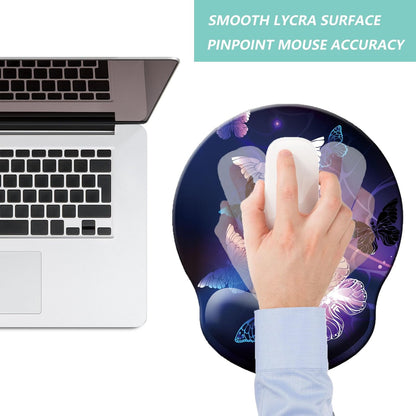 Mouse Pad with Wrist Support, Ergonomic Mouse Pad with Memory Foam Wrist Rest Cushion, Non-Slip Rubber Base Gaming Mice Pad for Home Office Computer Laptop, Flower Black