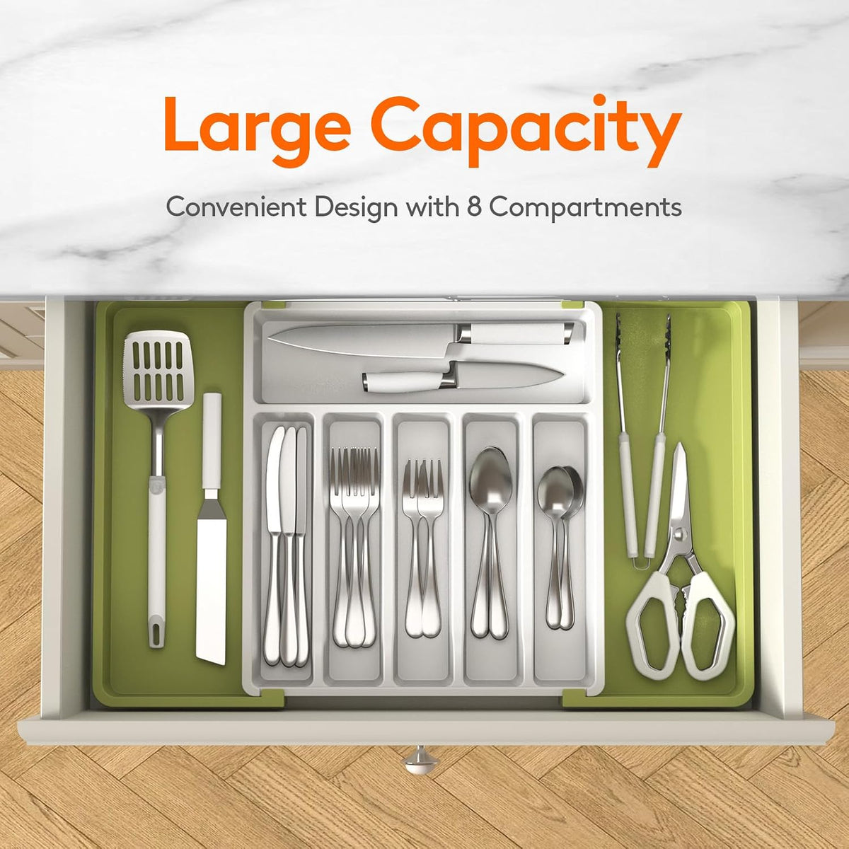 Expandable Silverware Drawer Organizer, Kitchen Utensil Tray