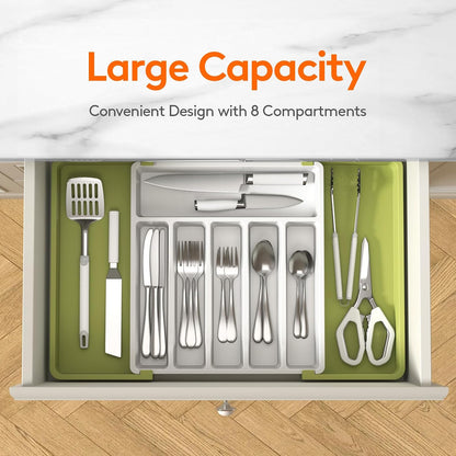 Expandable Silverware Drawer Organizer, Kitchen Utensil Tray