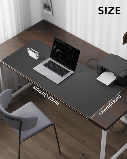 AFIING Large Desk Mat 55" x 24" - PU Leather Desk Pad Protector, Waterproof Non-Slip Extended Mouse Pad for Office Desk, Keyboard, Laptop and Home Workspace (Black)