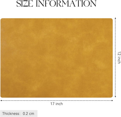 MOSAYT Vinyl Placemats Set of 6-12 X 17 Inch - Faux Leather 100% Waterproof Oil-Proof Wipeable PU Place Mats, Heat Resistant Reversible Table Mats for Kitchen, Dining, Outdoor, Reddish Brown