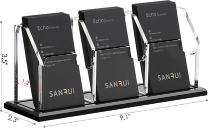 Black Business Card Holder for Desk 1 Slot Clear Acrylic Horizontal