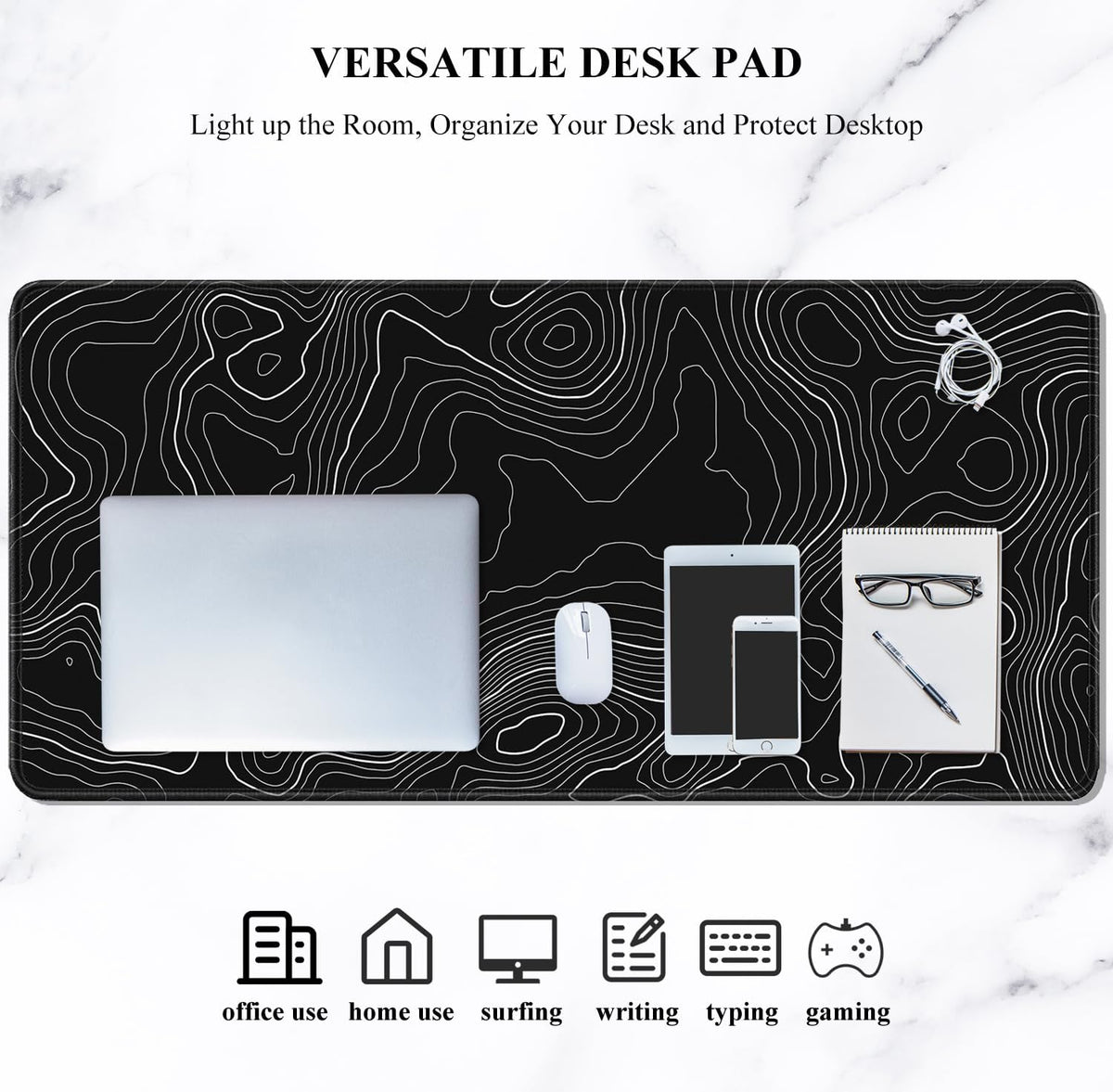 Auhoahsil Desk Mat, Ultra Large Mouse Pad, XXL Gaming Mousepad, Green Tropical Leaves Deskpad, Big Extended Full Size Mouse Pad, Desktop Desk Matt for Keyboard, Laptop & Computer, 35.5 x 15.7 in - Colors B