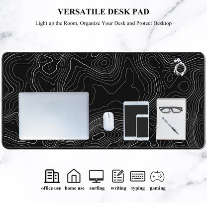 Auhoahsil Desk Mat, Ultra Large Mouse Pad, XXL Gaming Mousepad, Green Tropical Leaves Deskpad, Big Extended Full Size Mouse Pad, Desktop Desk Matt for Keyboard, Laptop & Computer, 35.5 x 15.7 in - Colors B