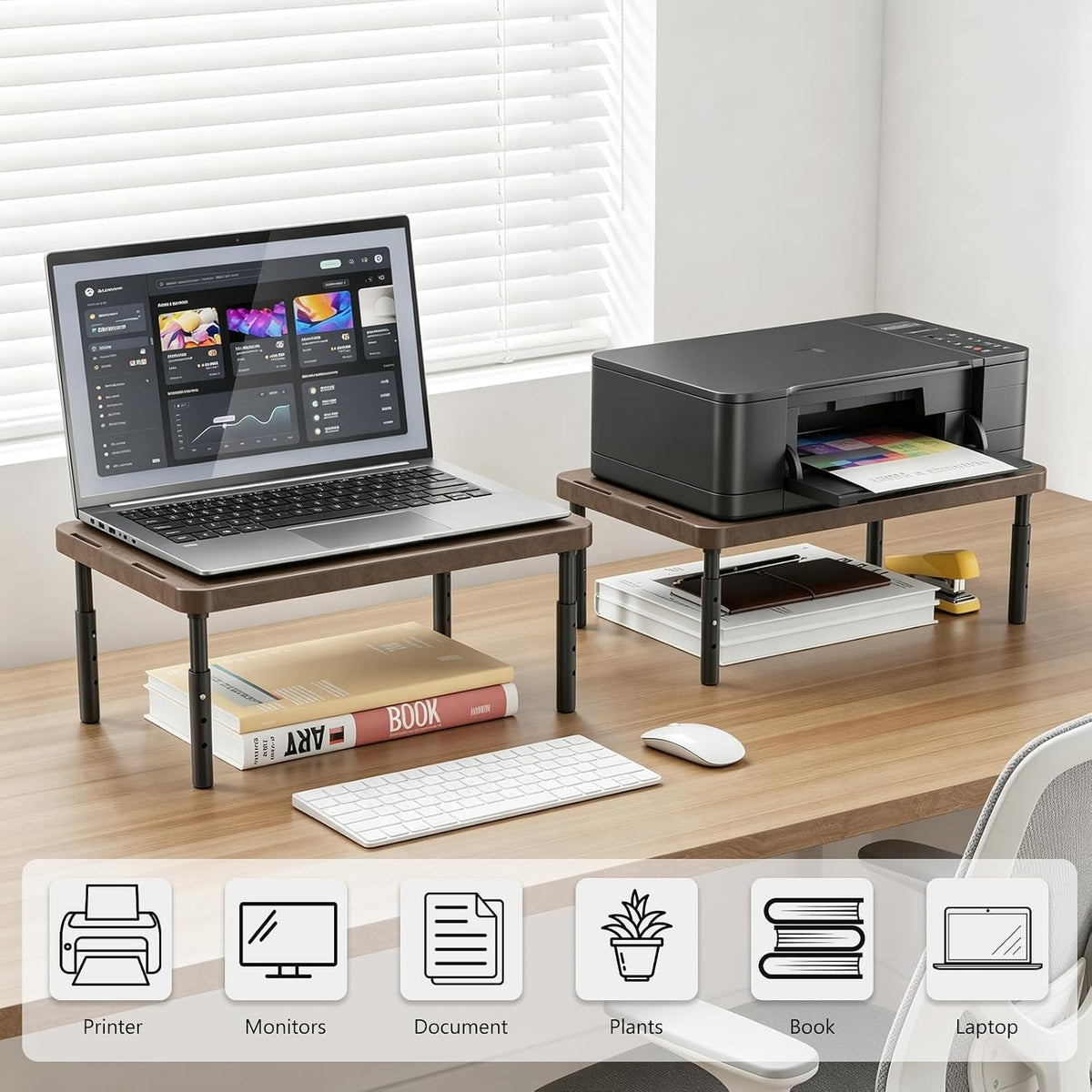 WALI Monitor Stand Riser with Drawer, Desk Organizers and Accessories for Computer, Printer, Laptop Stand for Home Office Supplies, (PTT005-B), 1 Pack, Black