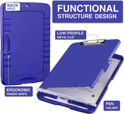 Clipboard with Storage, Clip Board 8.5 x 11 with Pen Holder, High Capacity Plastic Organization Case Box for Letter Legal A4 Size Paper, Nurses Teachers Must Haves, School & Office Supplies