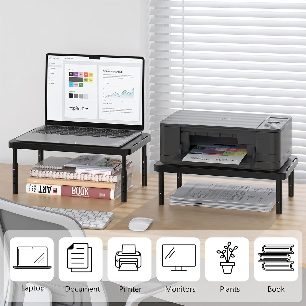 WALI Monitor Stand Riser with Drawer, Desk Organizers and Accessories for Computer, Printer, Laptop Stand for Home Office Supplies, (PTT005-B), 1 Pack, Black