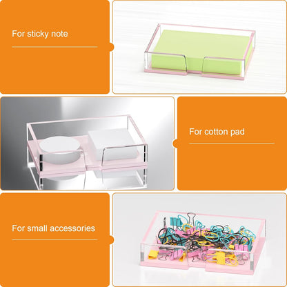 BEEGO Sticky Note Organizer - 4x6 in Crystal Clear Acrylic Notepad Holder & Dispenser for Dorm Room Office Desk Organization